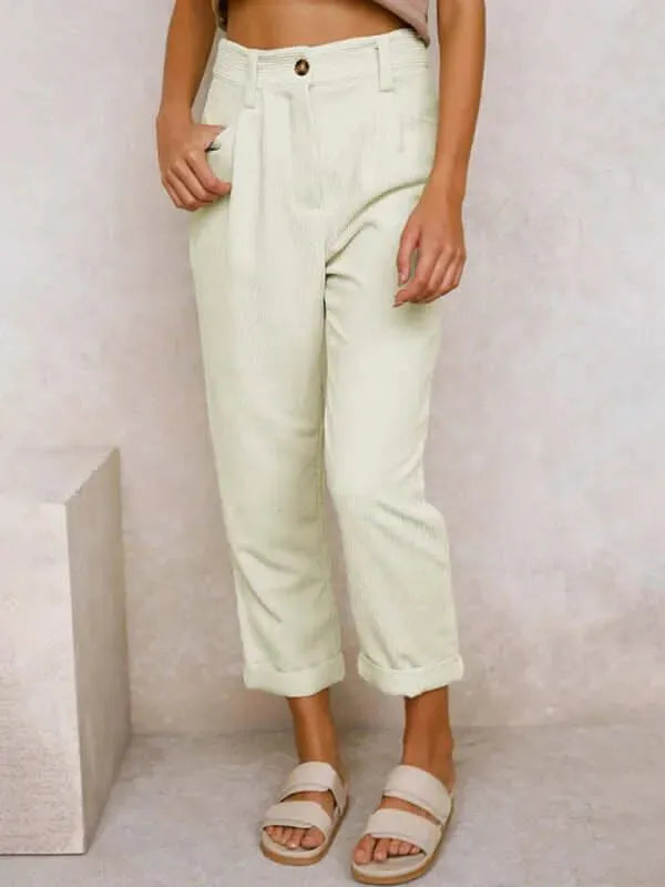 Corduroy Loose Straight Women Pants - Women Pants - LeStyleParfait
