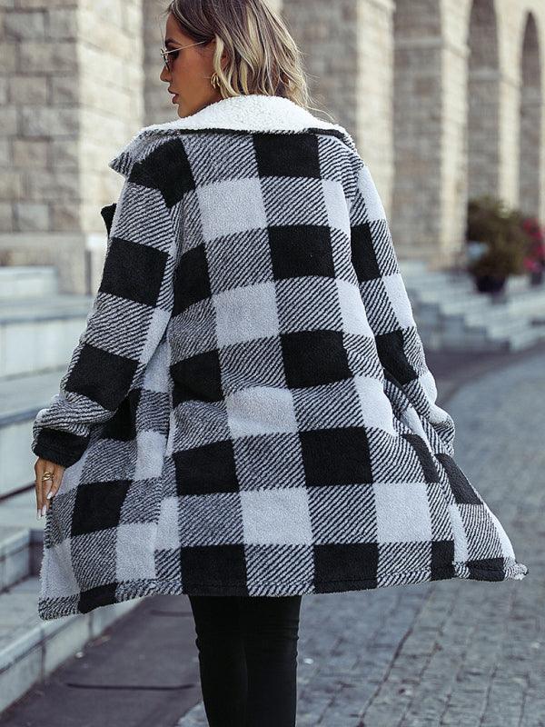 Reversible Plaid Winter Coat for Women - Winter Coat - LeStyleParfait