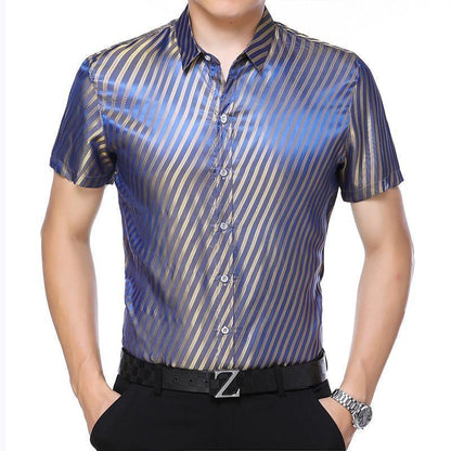 Reynolds Striped Silk Shirt For Men - Silk Shirt - LeStyleParfait