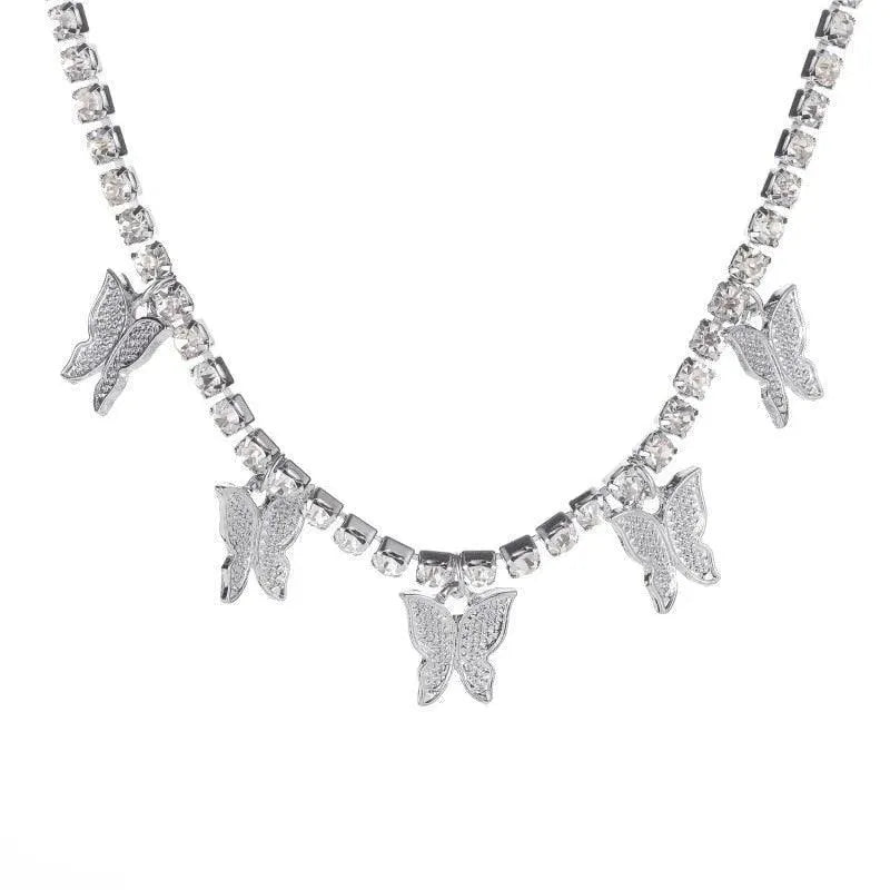 Rhinestone Butterfly Pendant Necklace - Pendant Necklace - LeStyleParfait