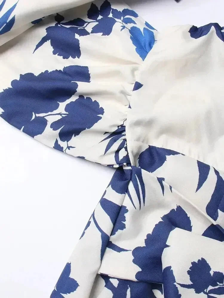 Blue Floral Sleeveless Maxi Dress - Floral Dress - LeStyleParfait