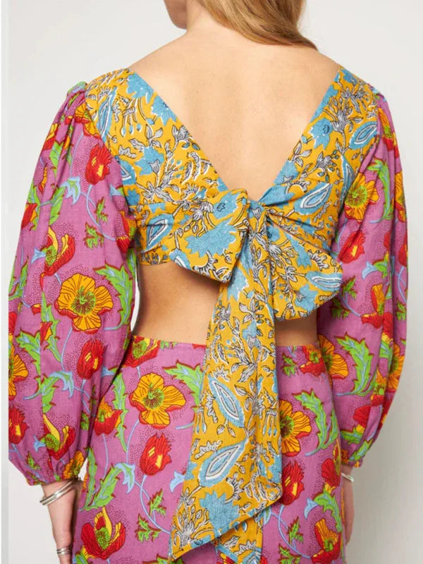 a-line dress,balloon sleeve,boat neck,boat neck dress,cotton,cotton dress,floral,floral dress,ladies Wrinkle resistant,lantern sleeve dress,midi,midi hem dress,open back,party,party dress,Quick drying midi dress,regular,regular dress,sheath,slip-on,slip-on dress,straight,straight dress,summer,summer dress-LeStyleParfait