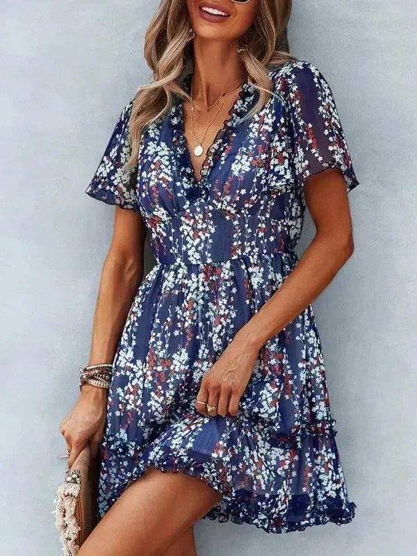 Floral Womens Mini Day Dress - Mini Dress - LeStyleParfait