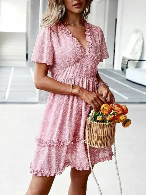 Floral Womens Mini Day Dress - Mini Dress - LeStyleParfait