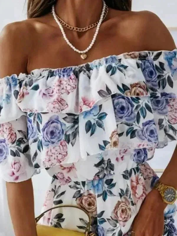 Romantic Floral Chiffon Mini Dress