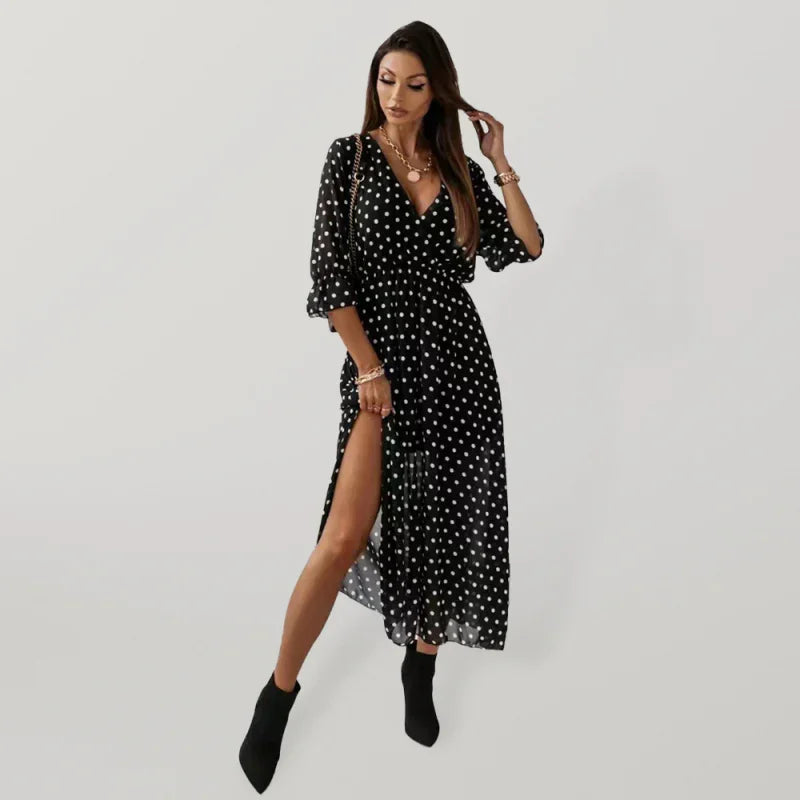 Romantic Floral Wrap Chiffon Midi Dress