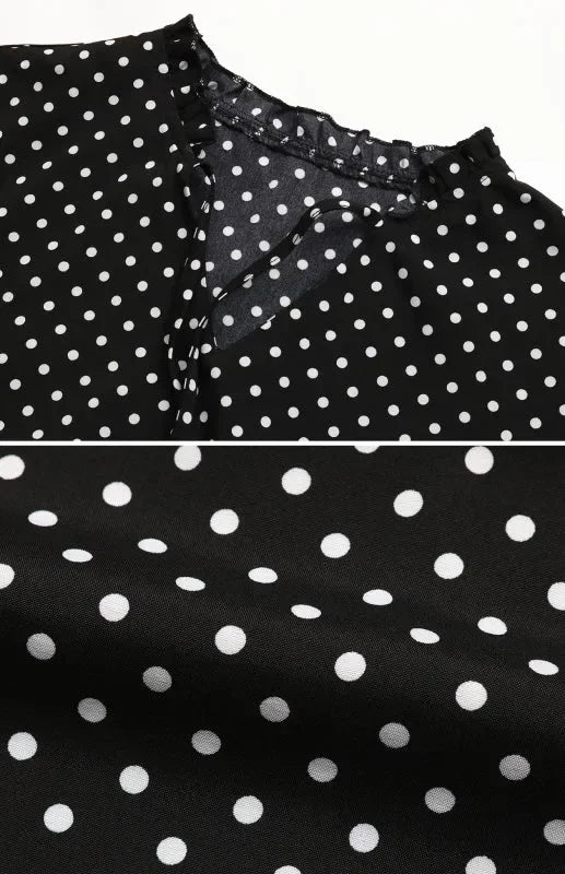 Romantic Polka Dot Chiffon Midi Dress