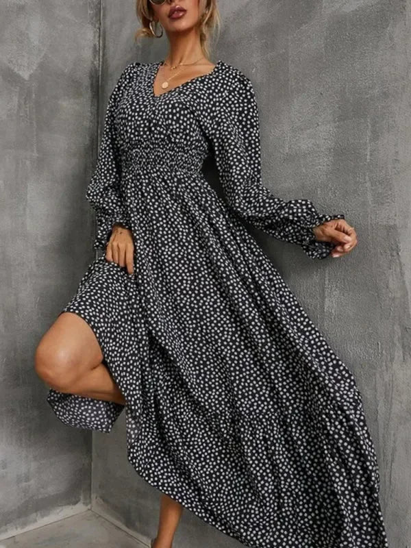 Romantic Red Polka Dot Maxi Dress