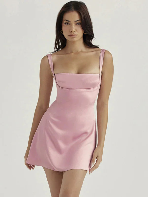Satin Sling Party Mini Dress - Mini Dress - LeStyleParfait