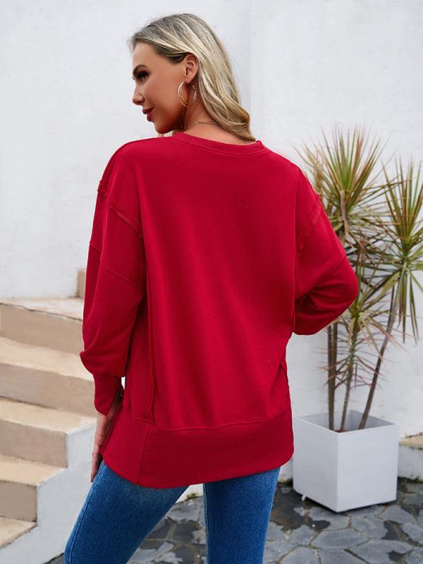 Round Neck Solid Women Sweatshirt - Women Sweatshirt - LeStyleParfait