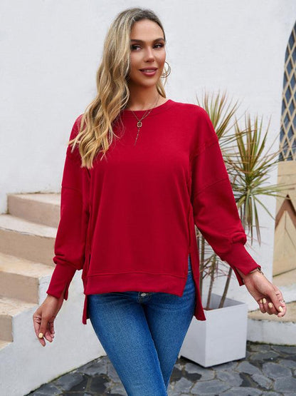 Round Neck Solid Women Sweatshirt - Women Sweatshirt - LeStyleParfait