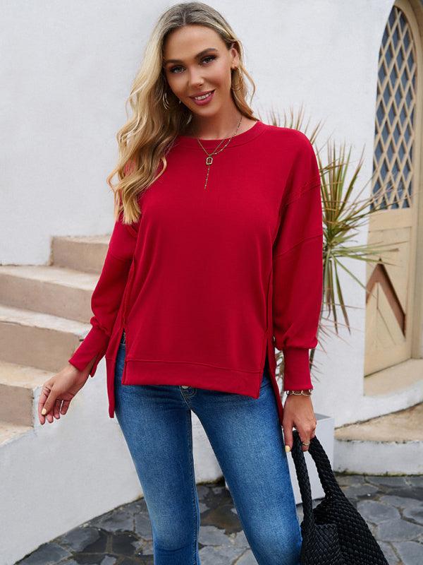 Round Neck Solid Women Sweatshirt - Women Sweatshirt - LeStyleParfait