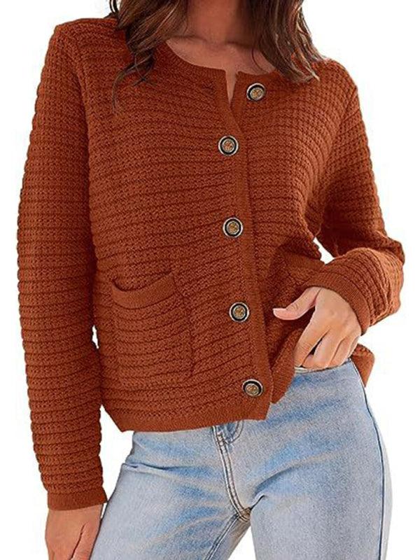 Round Neck Women Cardigan Sweater - Cardigan Sweater - LeStyleParfait