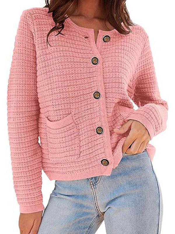 Round Neck Women Cardigan Sweater - Cardigan Sweater - LeStyleParfait