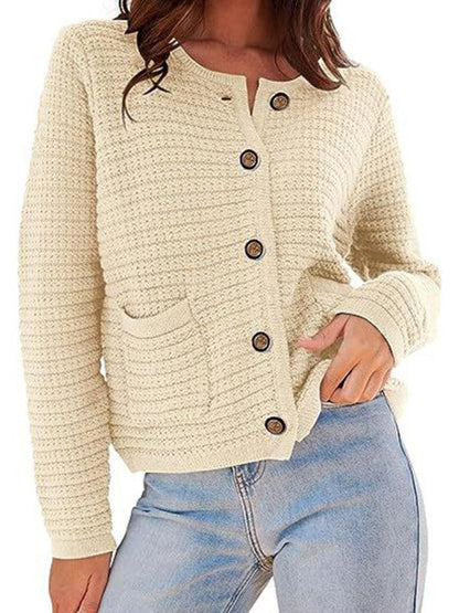 Round Neck Women Cardigan Sweater - Cardigan Sweater - LeStyleParfait