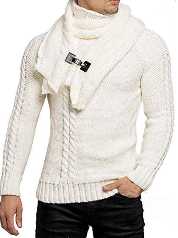 Scarf Twist Knitted Men Pullover Sweater - Pullover Sweater - LeStyleParfait