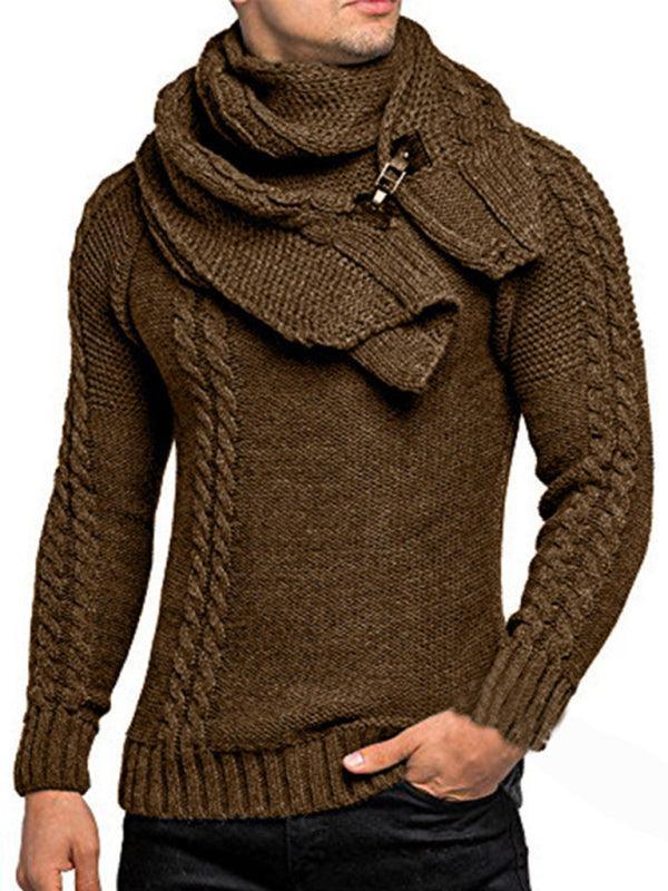 Scarf Twist Knitted Men Pullover Sweater - Pullover Sweater - LeStyleParfait