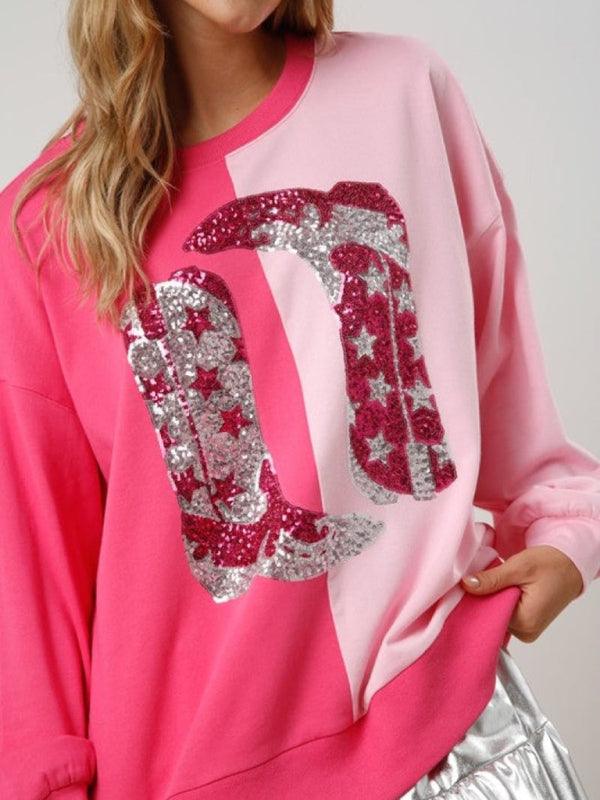 Sequined Boots Women Sweatshirt - Women Sweatshirt - LeStyleParfait