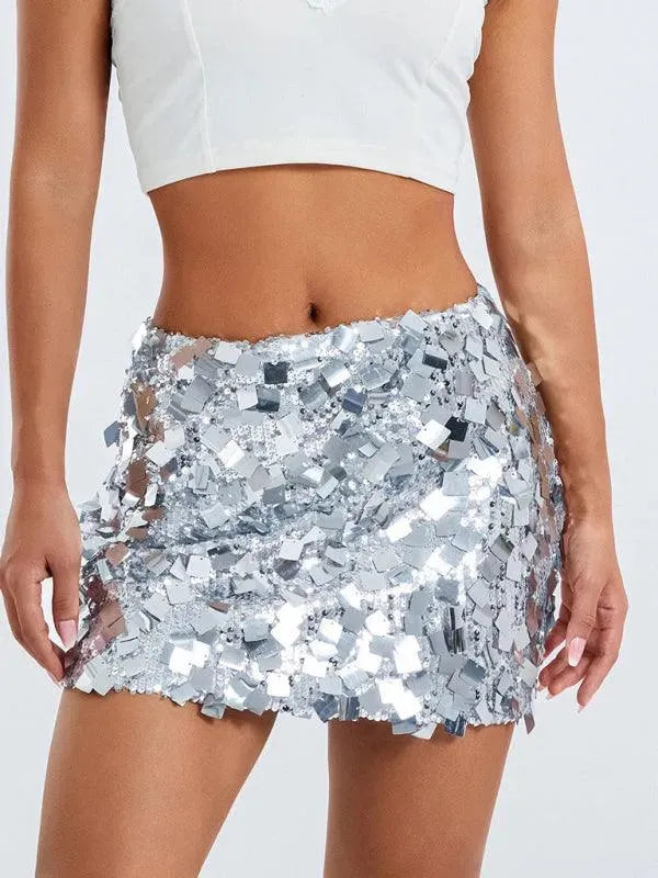 Sequined Party Mini Skirt - Party Mini Skirt - LeStyleParfait