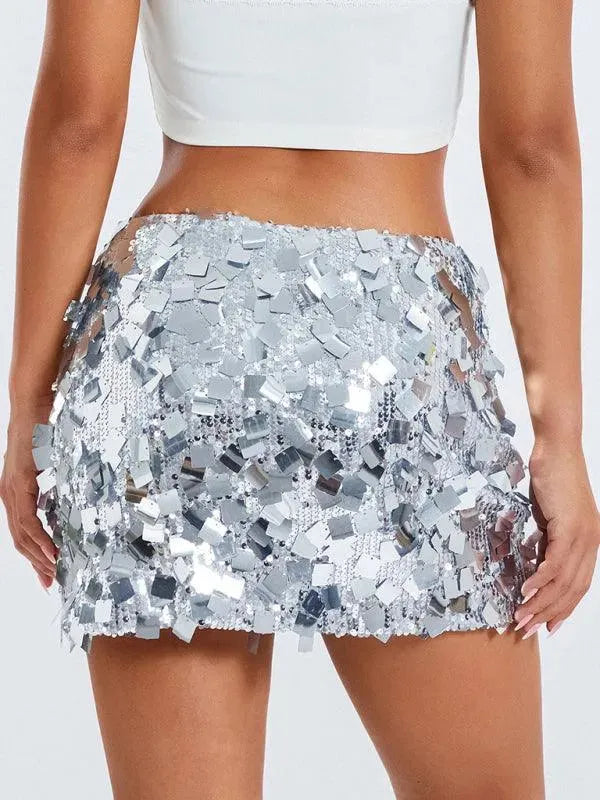 Sequined Party Mini Skirt - Party Mini Skirt - LeStyleParfait