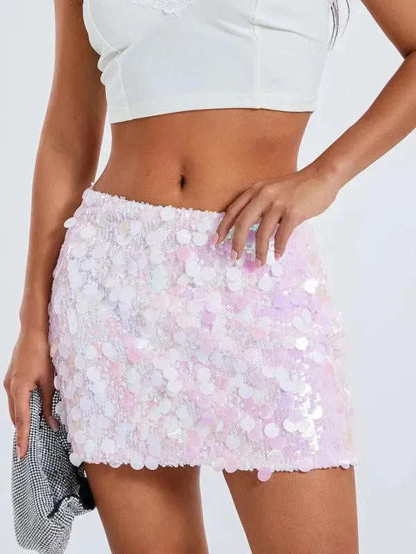 Sequined Party Mini Skirt - Party Mini Skirt - LeStyleParfait