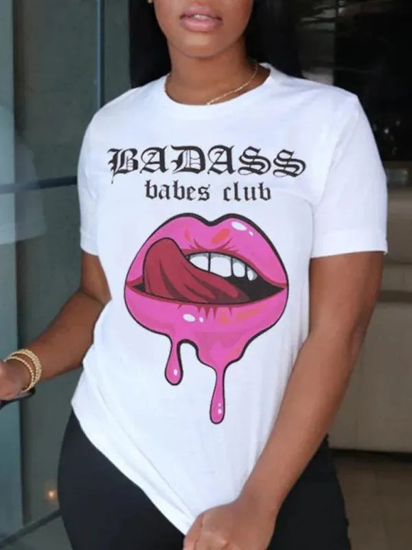 Sexy Lips Print Women T-Shirt - T-Shirts - LeStyleParfait