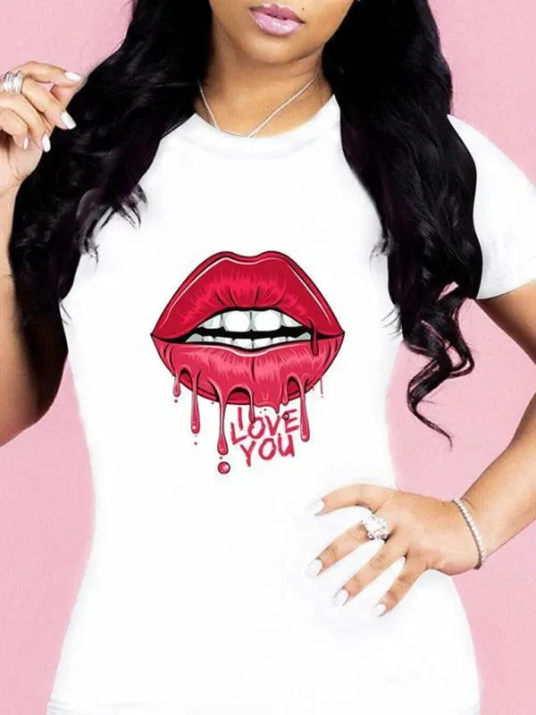 Sexy Lips Print Women T-Shirt - T-Shirts - LeStyleParfait