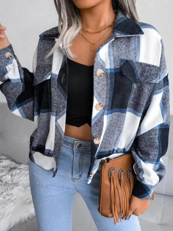 Short Plaid Loose Women’s Coat - Coat - LeStyleParfait