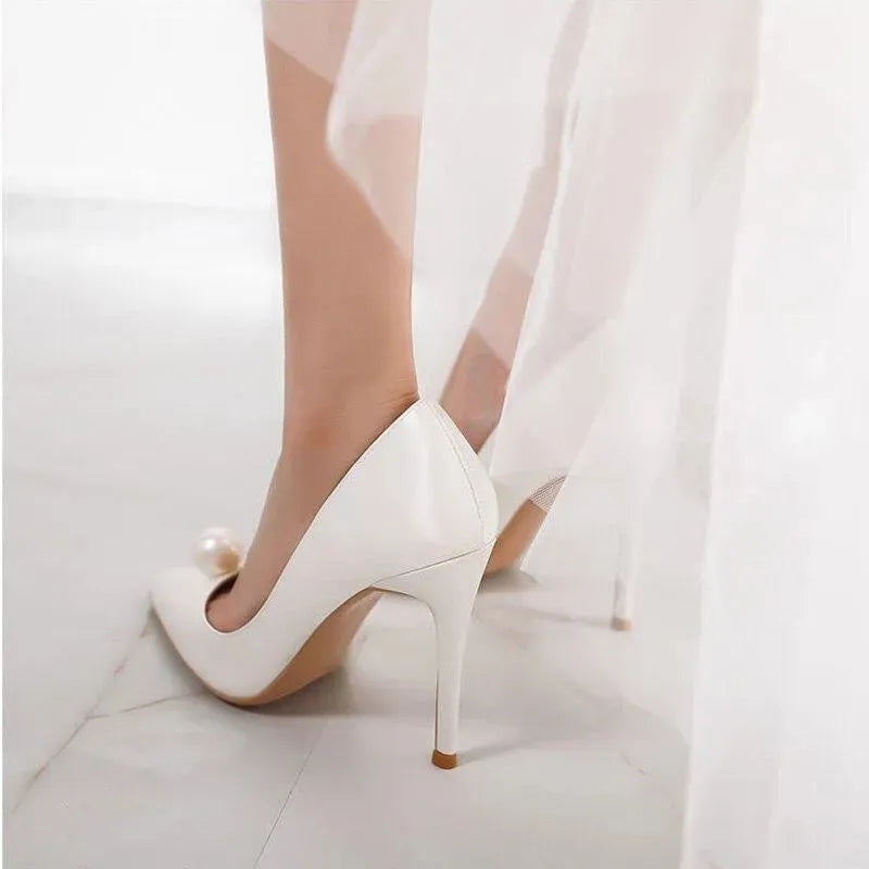 Silk Pearl Wedding Heels Pumps Shoes - Pumps Shoes - LeStyleParfait