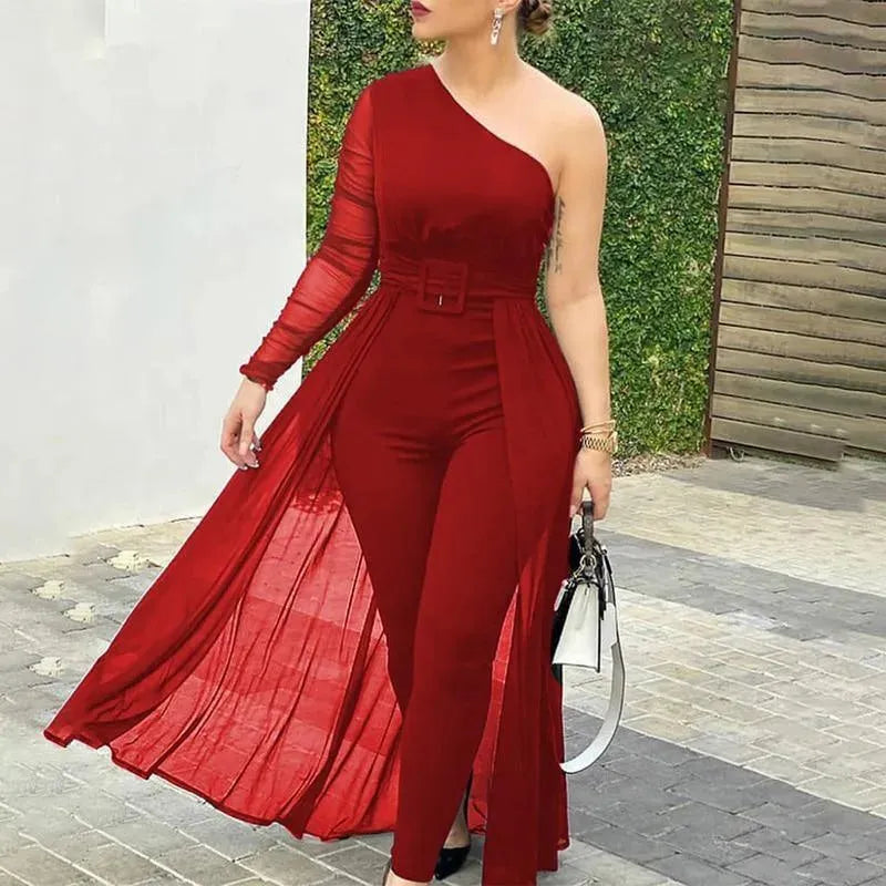 Sleek One Shoulder Jumpsuit For Women - Jumpsuit - LeStyleParfait