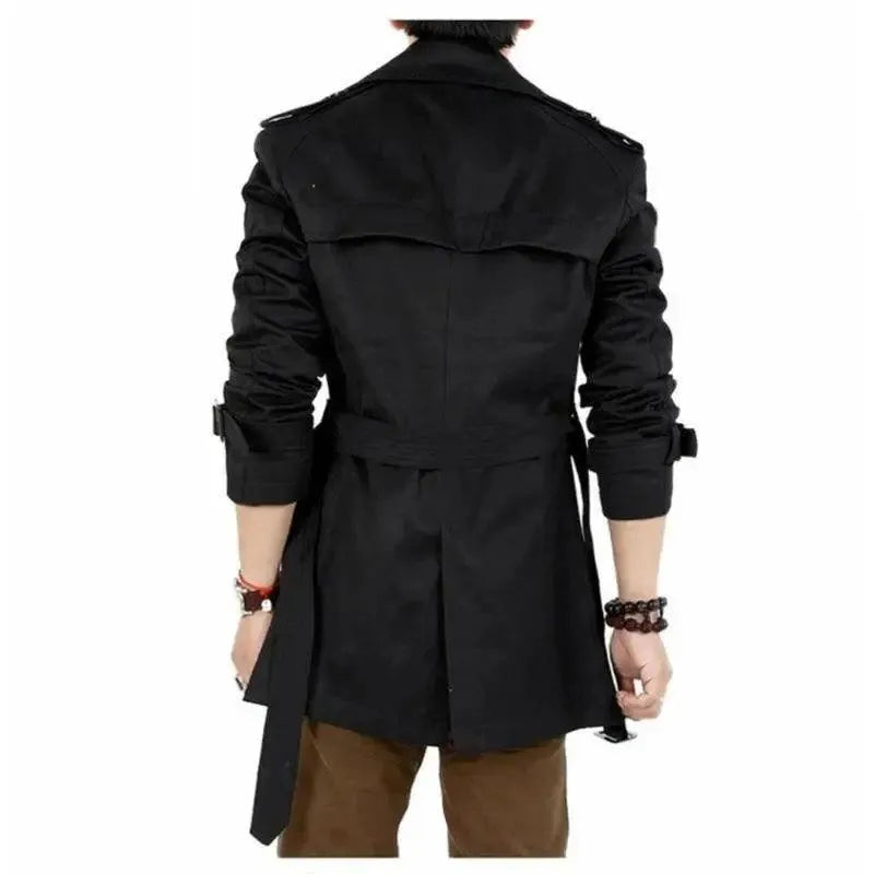 Slim Fit Double-Breasted Men's Trench Coat-Trench Coat-LeStyleParfait