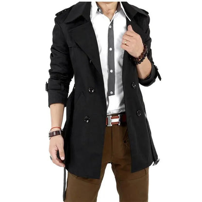 Slim Fit Double-Breasted Men's Trench Coat-Trench Coat-LeStyleParfait