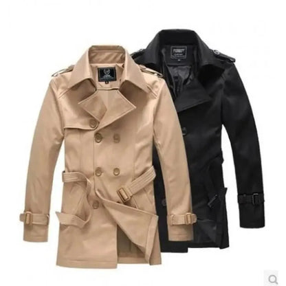 Slim Fit Double-Breasted Men's Trench Coat-Trench Coat-LeStyleParfait