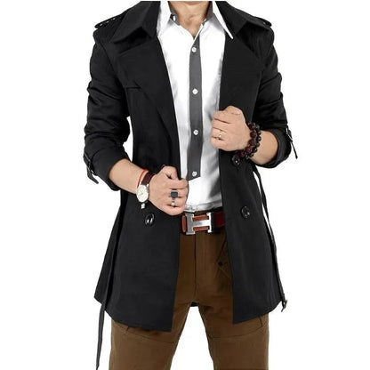 Slim Fit Double-Breasted Men's Trench Coat-Trench Coat-LeStyleParfait