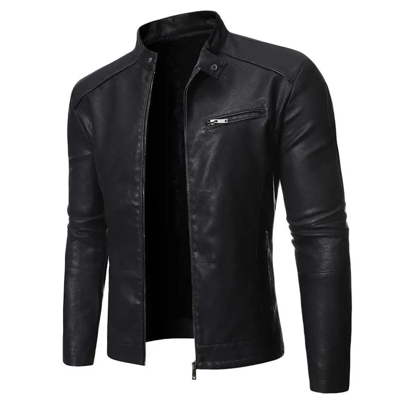 Slim Fit Motorcycle Jacket for Men-Leather Biker Jacket-LeStyleParfait