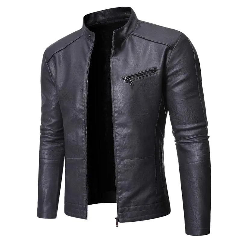 Slim Fit Motorcycle Jacket for Men-Leather Biker Jacket-LeStyleParfait