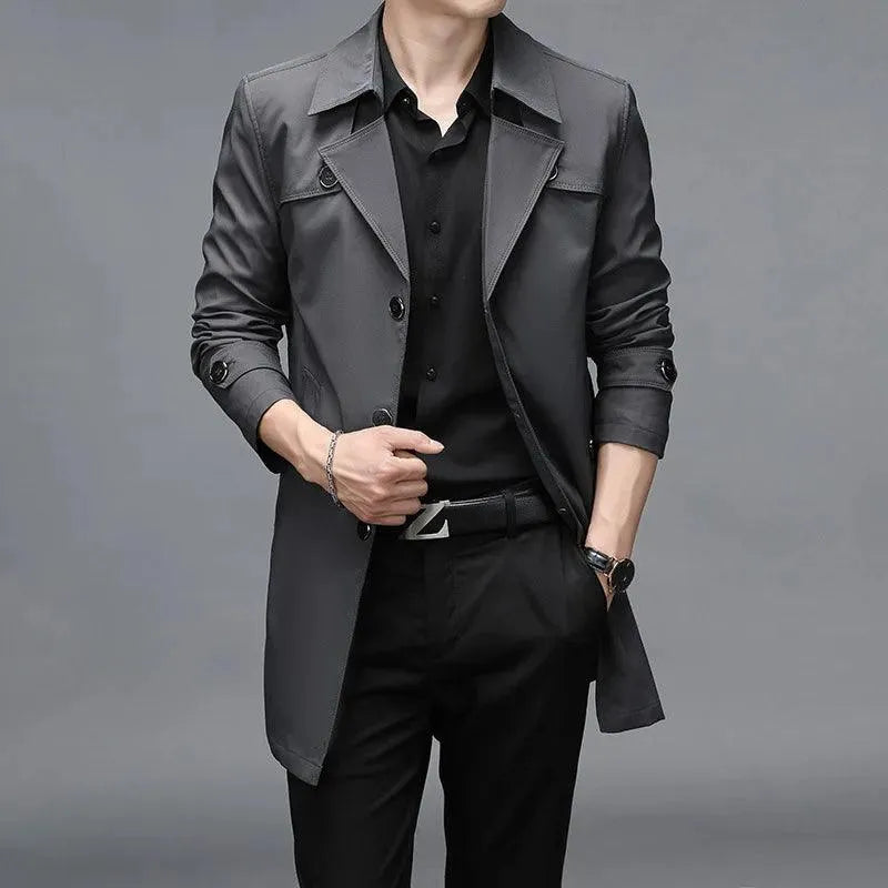 Slim Fit Single-Breasted Men Trench Coat-Trench Coat-LeStyleParfait