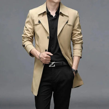 Slim Fit Single-Breasted Men Trench Coat-Trench Coat-LeStyleParfait