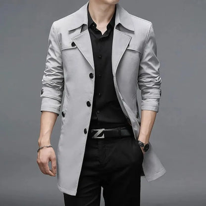 Slim Fit Single-Breasted Men Trench Coat-Trench Coat-LeStyleParfait