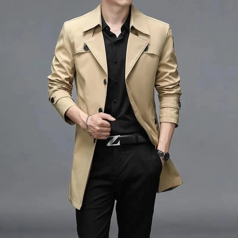 Slim Fit Single-Breasted Men Trench Coat - Trench Coat - LeStyleParfait