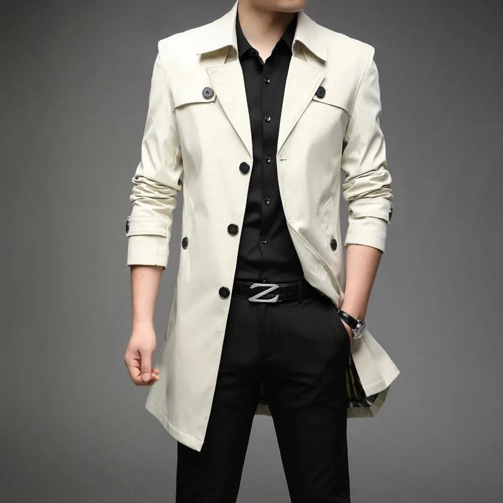 Slim Fit Single-Breasted Men Trench Coat-Trench Coat-LeStyleParfait