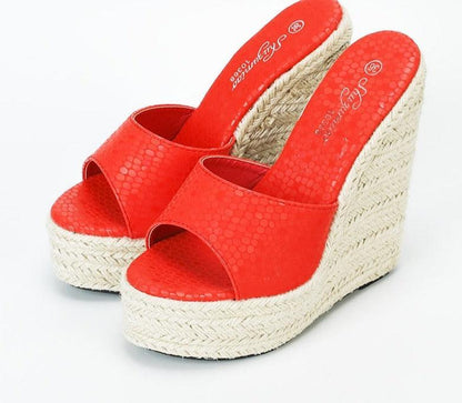 Slip-on High Heels Wedge Sandals - Wedge Shoes - LeStyleParfait