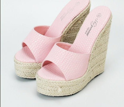 Slip-on High Heels Wedge Sandals - Wedge Shoes - LeStyleParfait