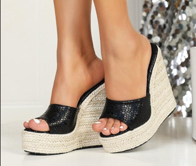 Slip-on High Heels Wedge Sandals - Wedge Shoes - LeStyleParfait