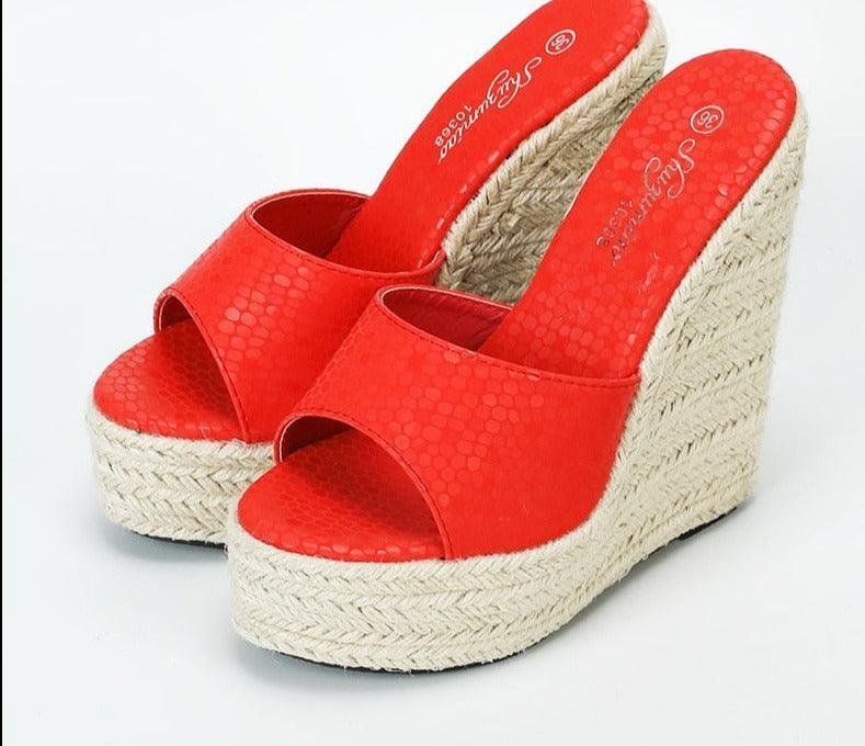 Slip-on High Heels Wedge Sandals - Wedge Shoes - LeStyleParfait