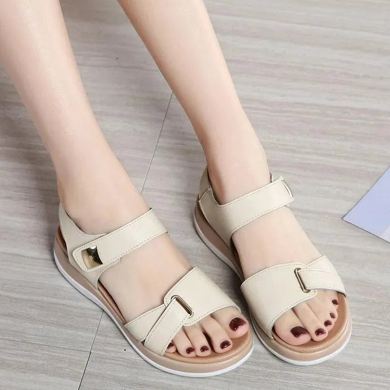 Soft Hook Loop Leather Sandals - Sandals - LeStyleParfait