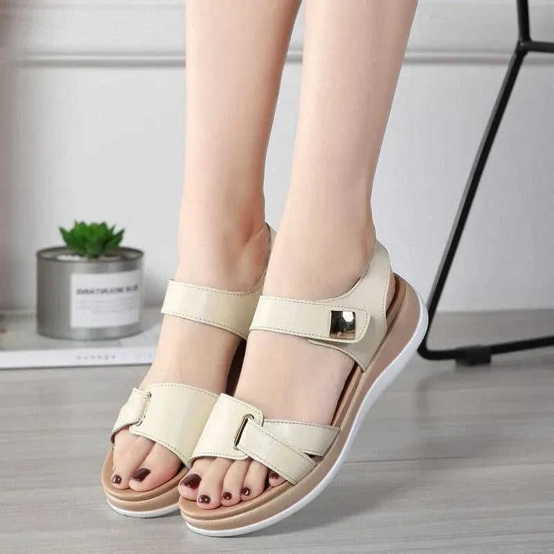 Soft Hook Loop Leather Sandals - Sandals - LeStyleParfait