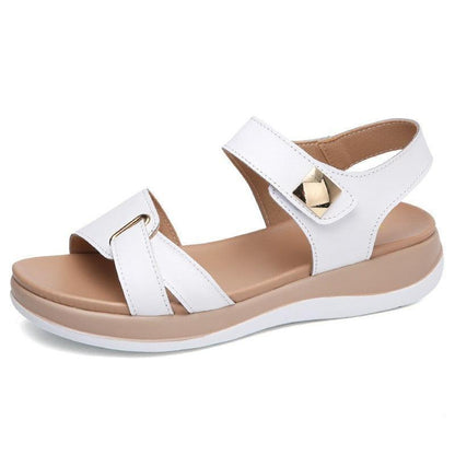 Soft Hook Loop Leather Sandals - Sandals - LeStyleParfait