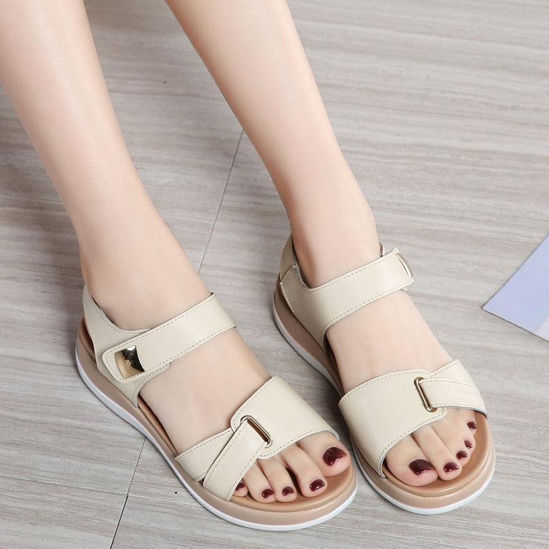 Soft Hook Loop Leather Sandals - Sandals - LeStyleParfait