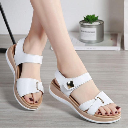 Soft Hook Loop Leather Sandals - Sandals - LeStyleParfait